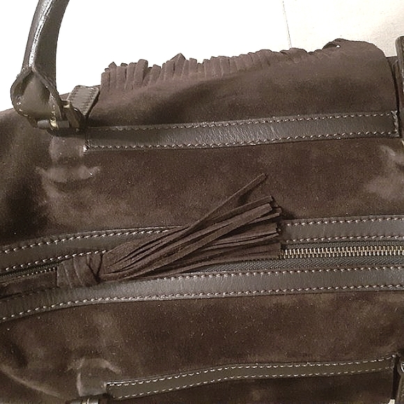 Burberry Suede Fringe Bag Satchel w/ Fringes - Picture 8 of 11